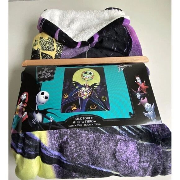 Nightmare Before Christmas Silk Touch Sherpa Throw Blanket 60X70 Pumpkin Delight - Picture 1 of 12